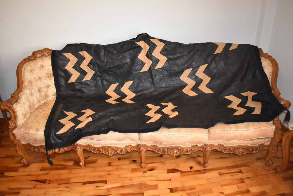 Real Leather Sofa Throw Cover  |  Leather Blanket |  handmade Sofa Slipcover | Cover Throw | leather With Fur Sofa Cover Throw