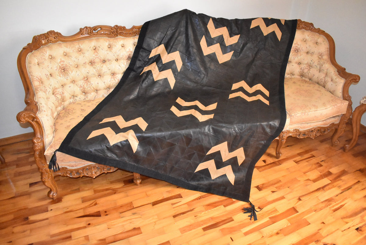 Real Leather Sofa Throw Cover  |  Leather Blanket |  handmade Sofa Slipcover | Cover Throw | leather With Fur Sofa Cover Throw