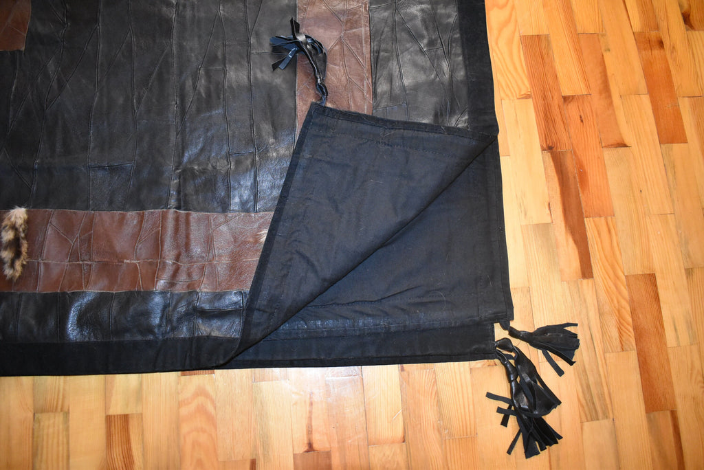 Handmade Lambskin Leather Sofa Throw Cover: Non-Slip Couch Blanket