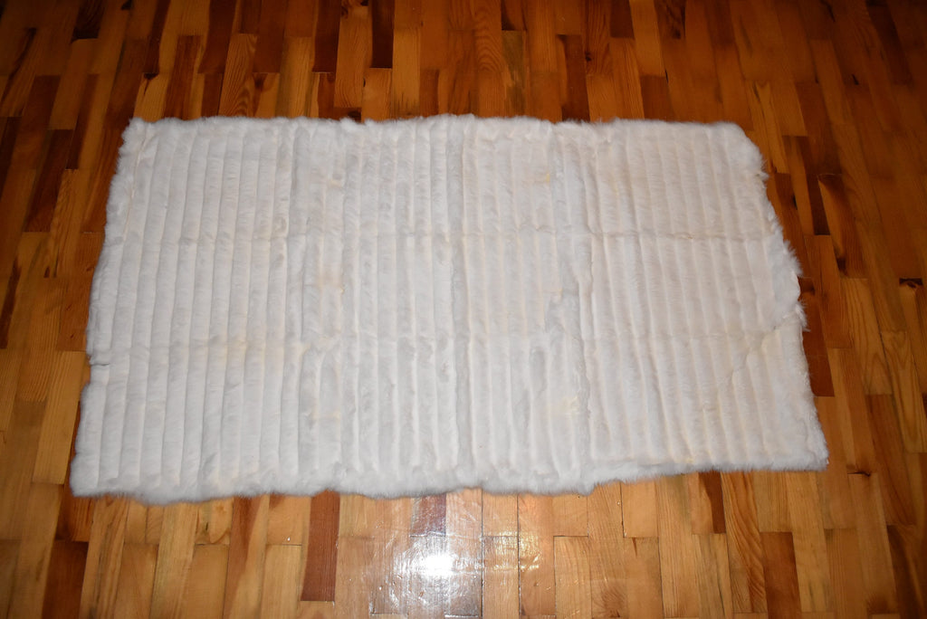 Sofa cover | Luxury Fur Throw | White Sheared Rabbit Fur Cover Blanket | Armchair Cover Made of Real Fur