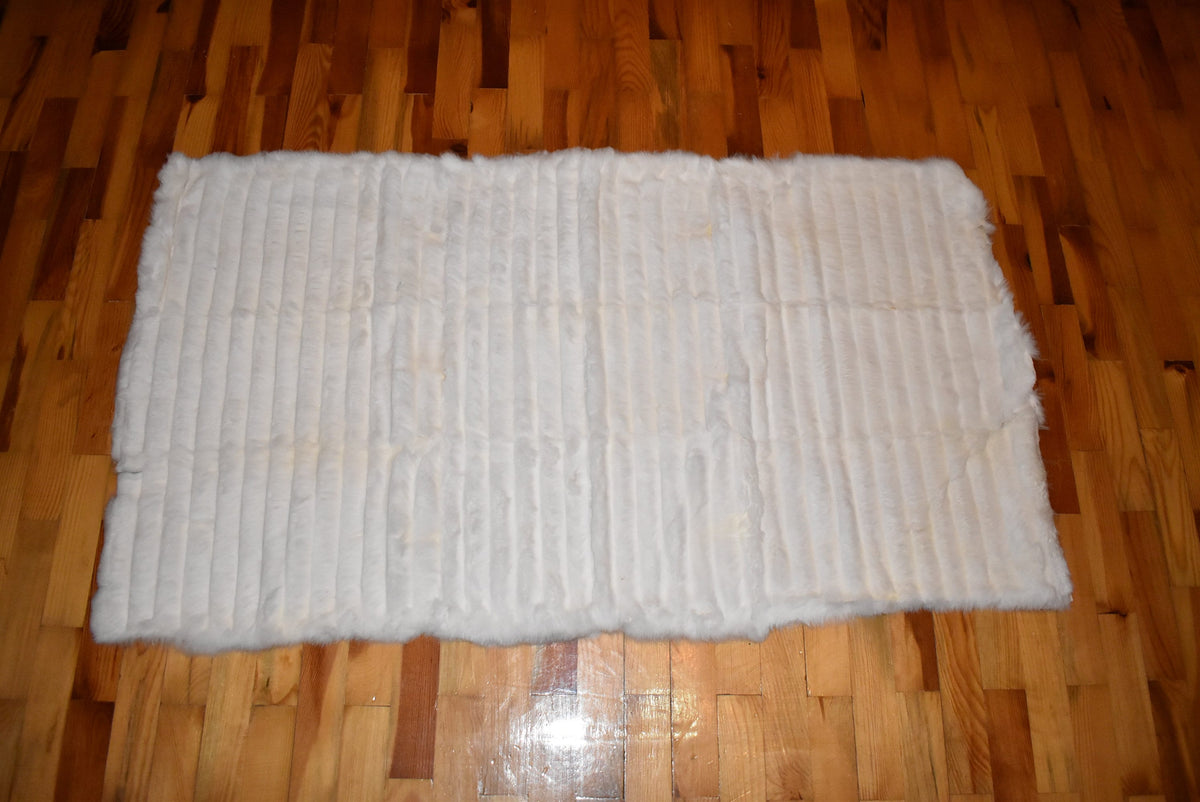 Sofa cover | Luxury Fur Throw | White Sheared Rabbit Fur Cover Blanket | Armchair Cover Made of Real Fur