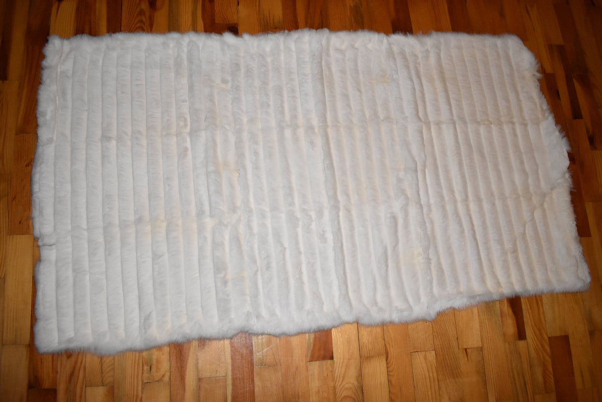 Sofa cover | Luxury Fur Throw | White Sheared Rabbit Fur Cover Blanket | Armchair Cover Made of Real Fur
