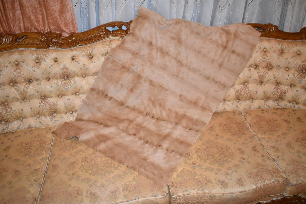 Sofa cover | Luxury Fur Throw | Beige Sheared Mink Fur Cover Blanket | Armchair Cover Made of Real Fur