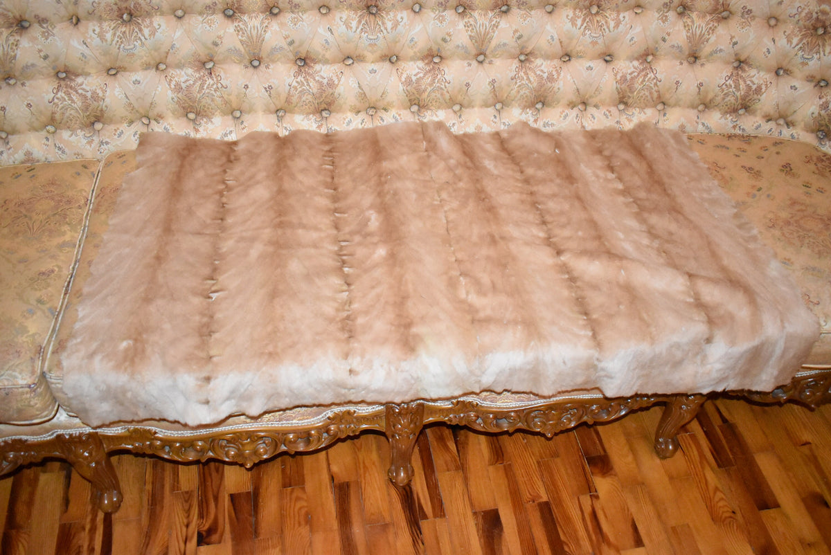 Sofa cover | Luxury Fur Throw | Beige Sheared Mink Fur Cover Blanket | Armchair Cover Made of Real Fur