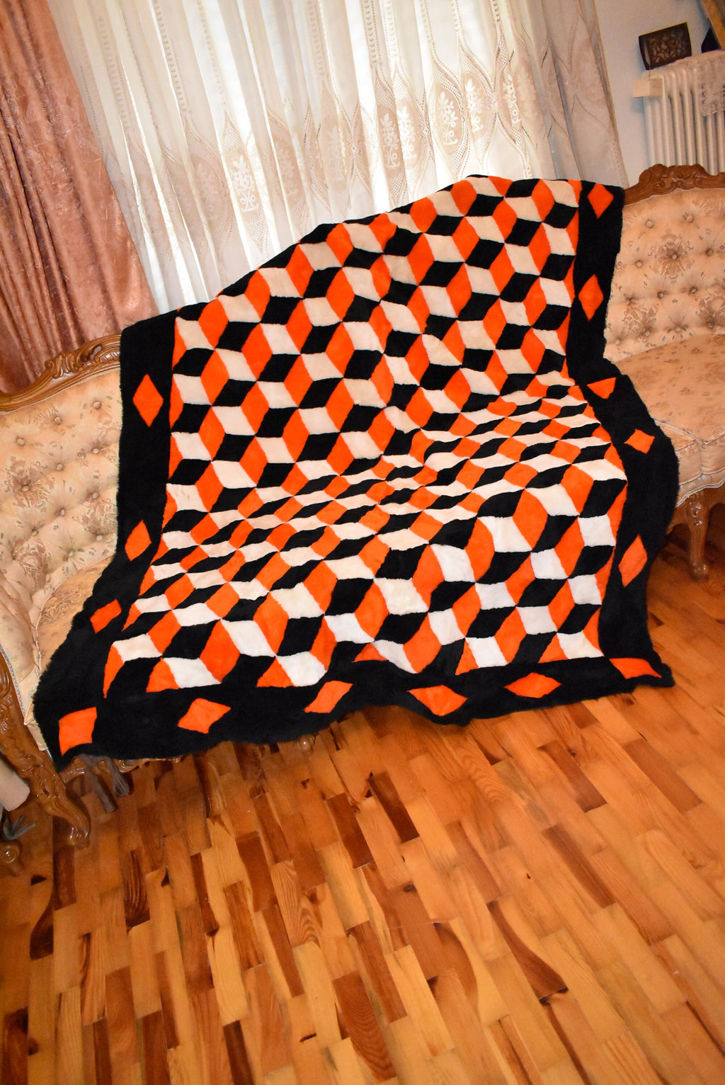 Shearling Sofa Cover | Sofa Throw  Blanket | Handmade  Fur Throw | Sheepskin Fur Bedspread