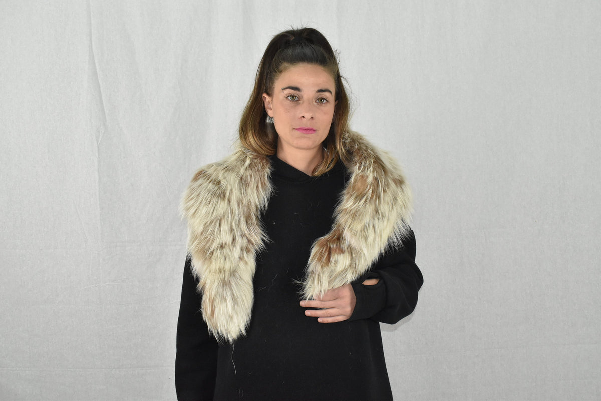 Beige Fox Fur Collar, handmade Fur collar, scarf  , women fur accessory , luxury gift