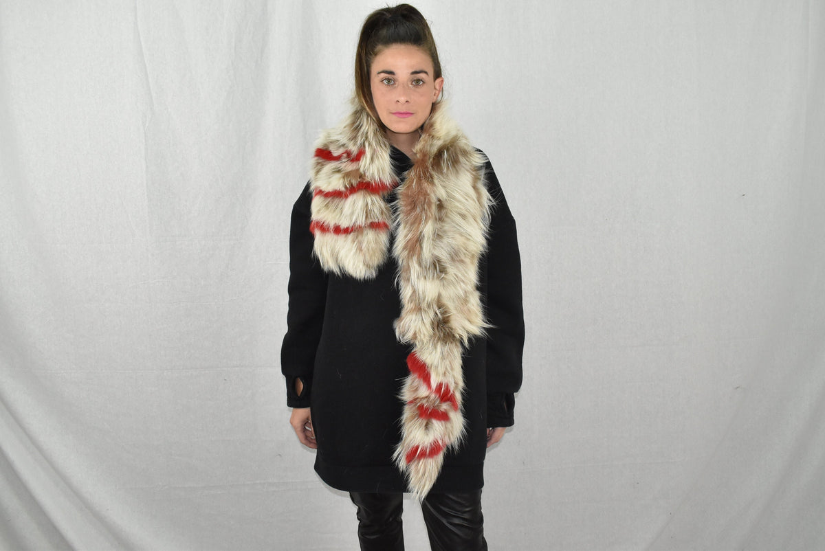 Real  Fox Fur Collar-Scarf With Fox Tail -Gift For Her