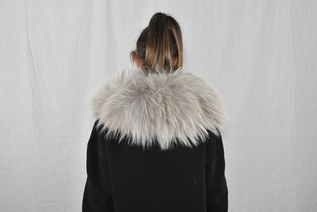 Fox Fur Collar  Beige -Silver Color