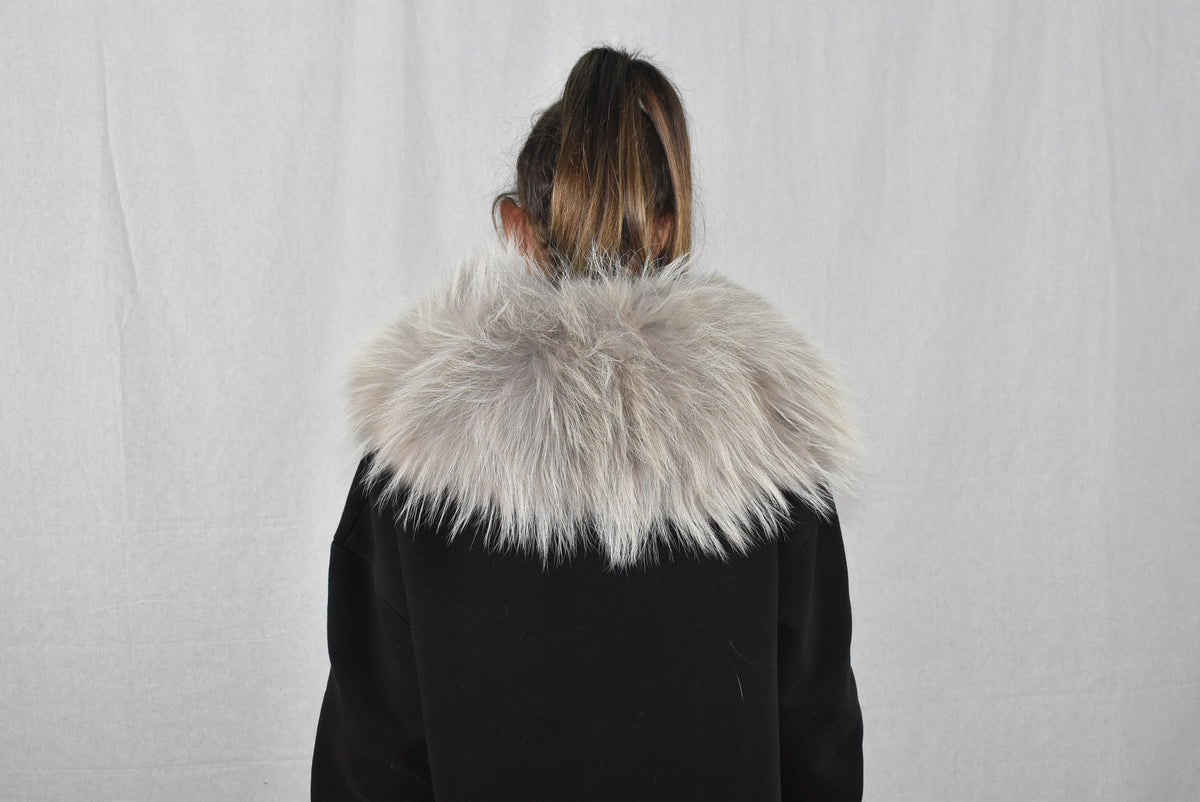 Fox Fur Collar  Beige -Silver Color