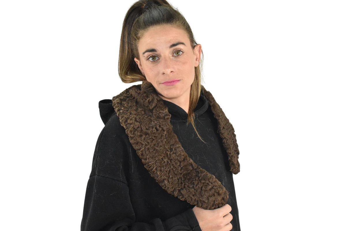 Karakul Fur Collar Brown Color, Winter Fur Collar For Men And Women,Winter  Coat collar