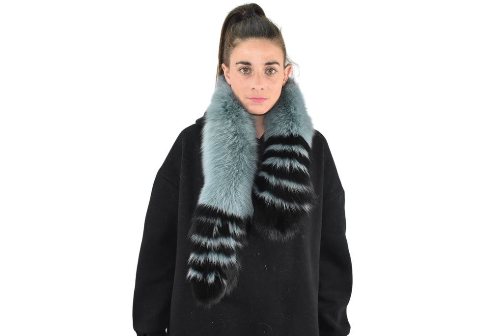 Natural Fox Fur Collar , Detachable Fur Collar petrol color , Winter Coat Collar ,Fur Accessories