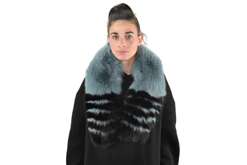 Natural Fox Fur Collar , Detachable Fur Collar petrol color , Winter Coat Collar ,Fur Accessories