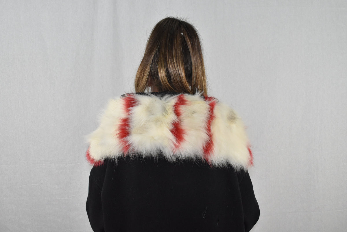 White cream and Red Fox Fur Collar- Scarf