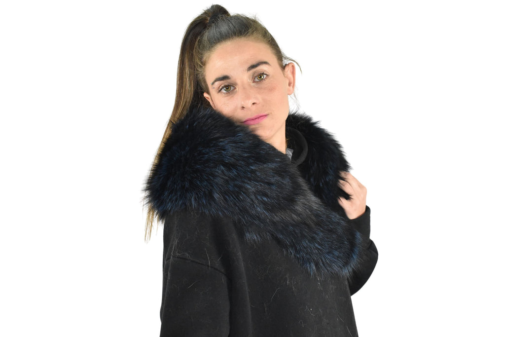 Gorgeous Real Natural Blue Black Color Fox Fur Collar