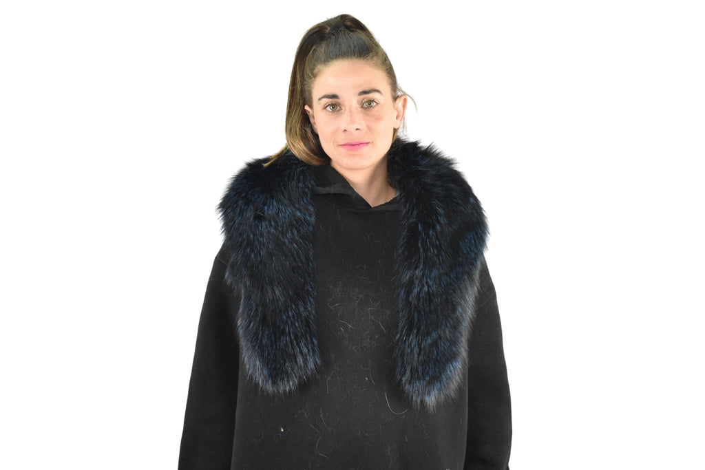 Gorgeous Real Natural Blue Black Color Fox Fur Collar