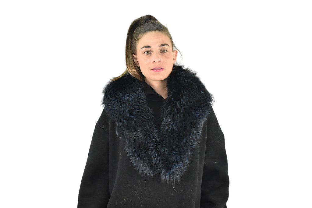 Gorgeous Real Natural Blue Black Color Fox Fur Collar