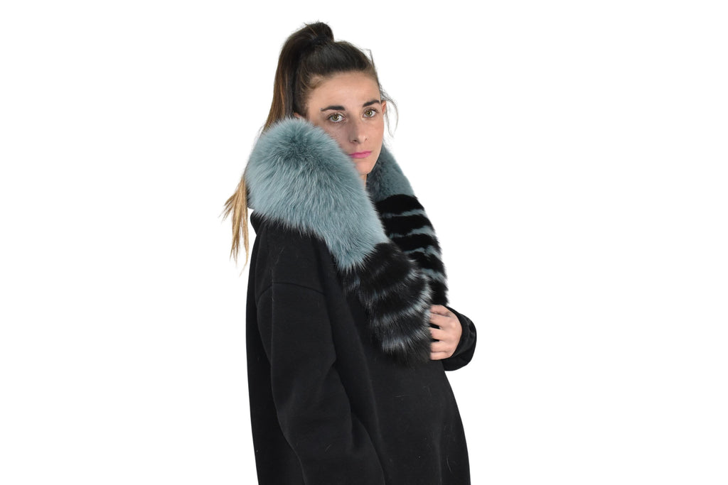 Natural Fox Fur Collar , Detachable Fur Collar petrol color , Winter Coat Collar ,Fur Accessories