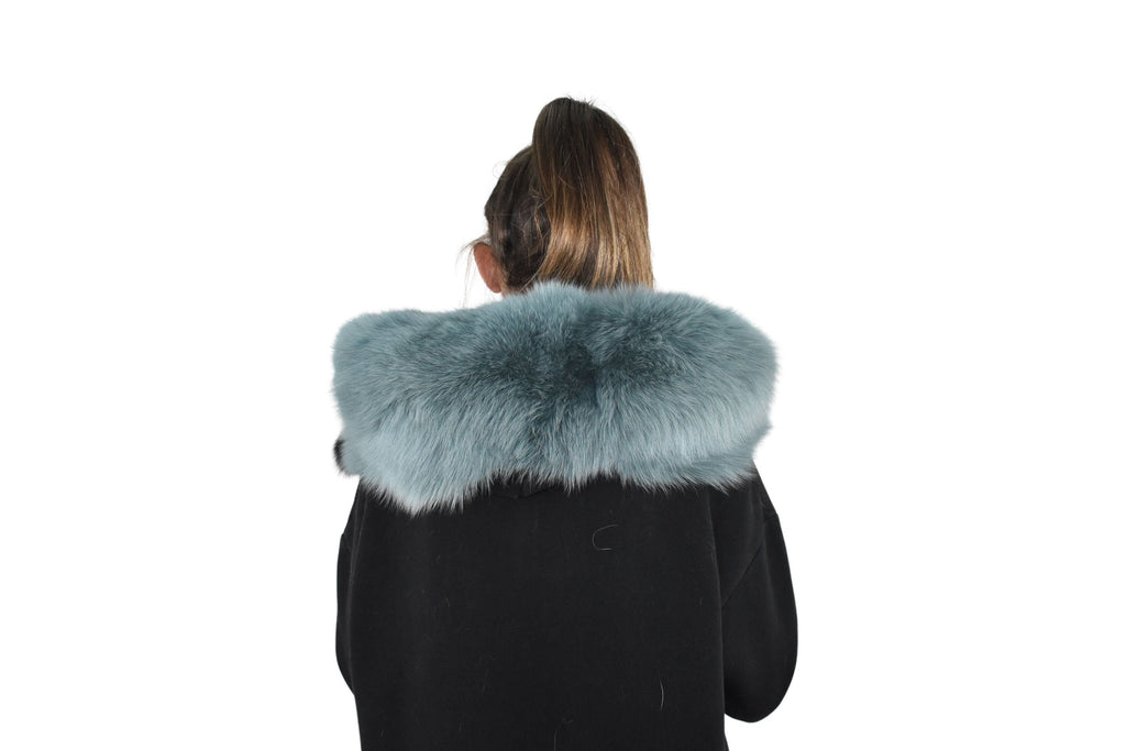 Natural Fox Fur Collar , Detachable Fur Collar petrol color , Winter Coat Collar ,Fur Accessories
