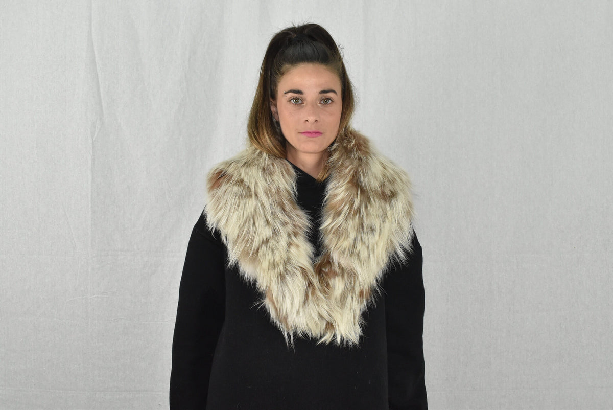 Beige Fox Fur Collar, handmade Fur collar, scarf  , women fur accessory , luxury gift