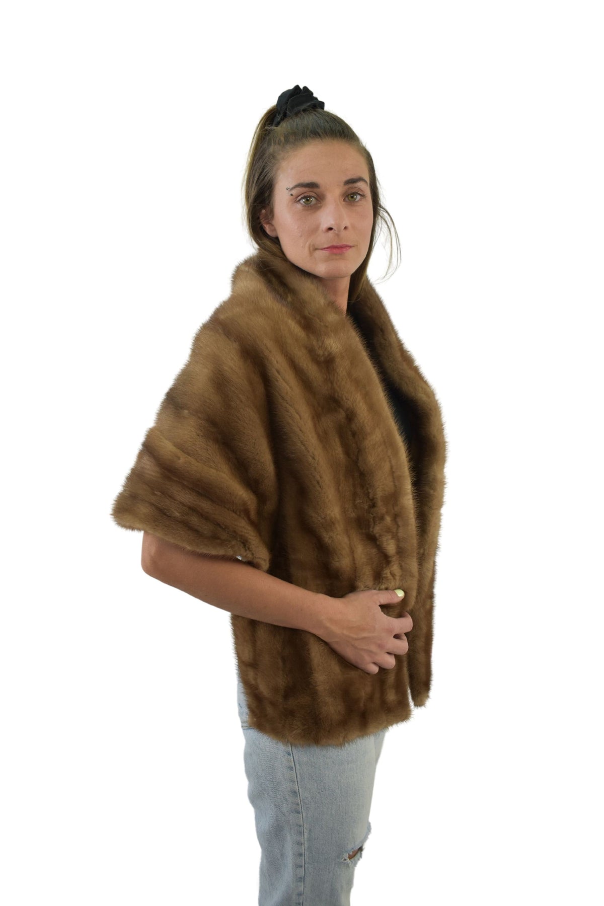 Handmade Mink Fur Stole: Luxury Bridal Shawl