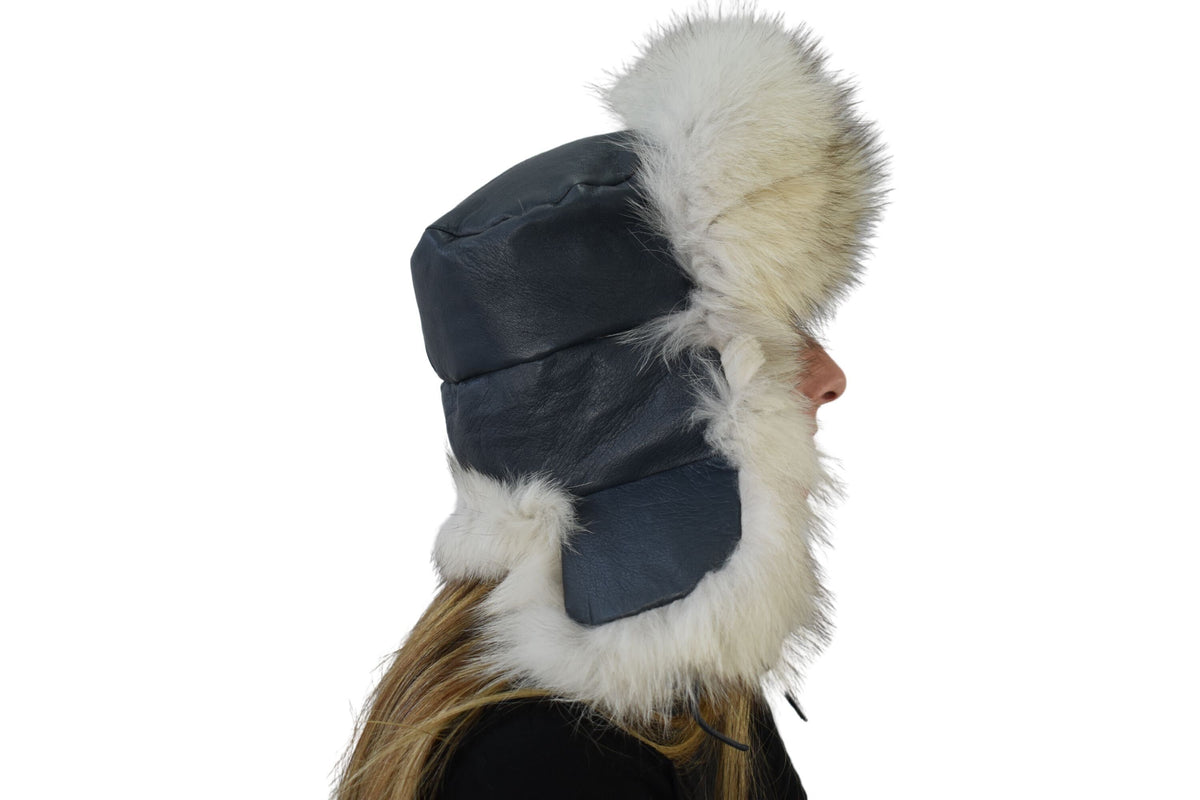 Ushanka Russian Hat | Aviator Fur Hat | Fox Fur Trapper Hat  | Fox And Leather Hat |  Fox Hat | Natural Fox Fur Hat | Gift For Her