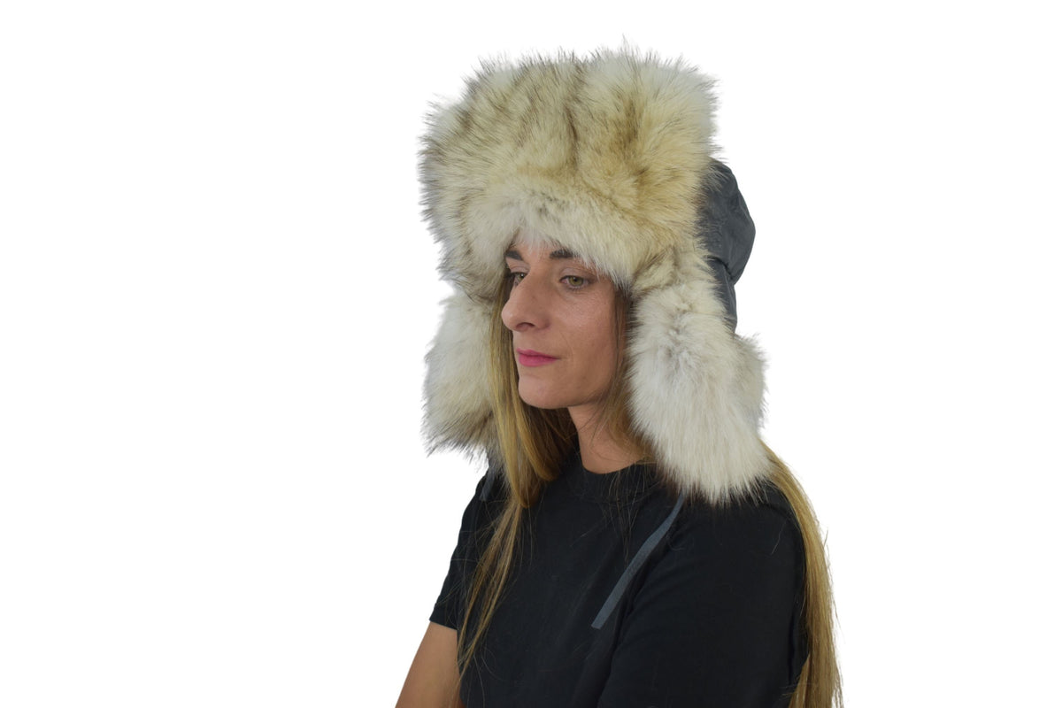 Ushanka Russian Hat | Aviator Fur Hat | Fox Fur Trapper Hat  | Fox And Leather Hat |  Fox Hat | Natural Fox Fur Hat | Gift For Her
