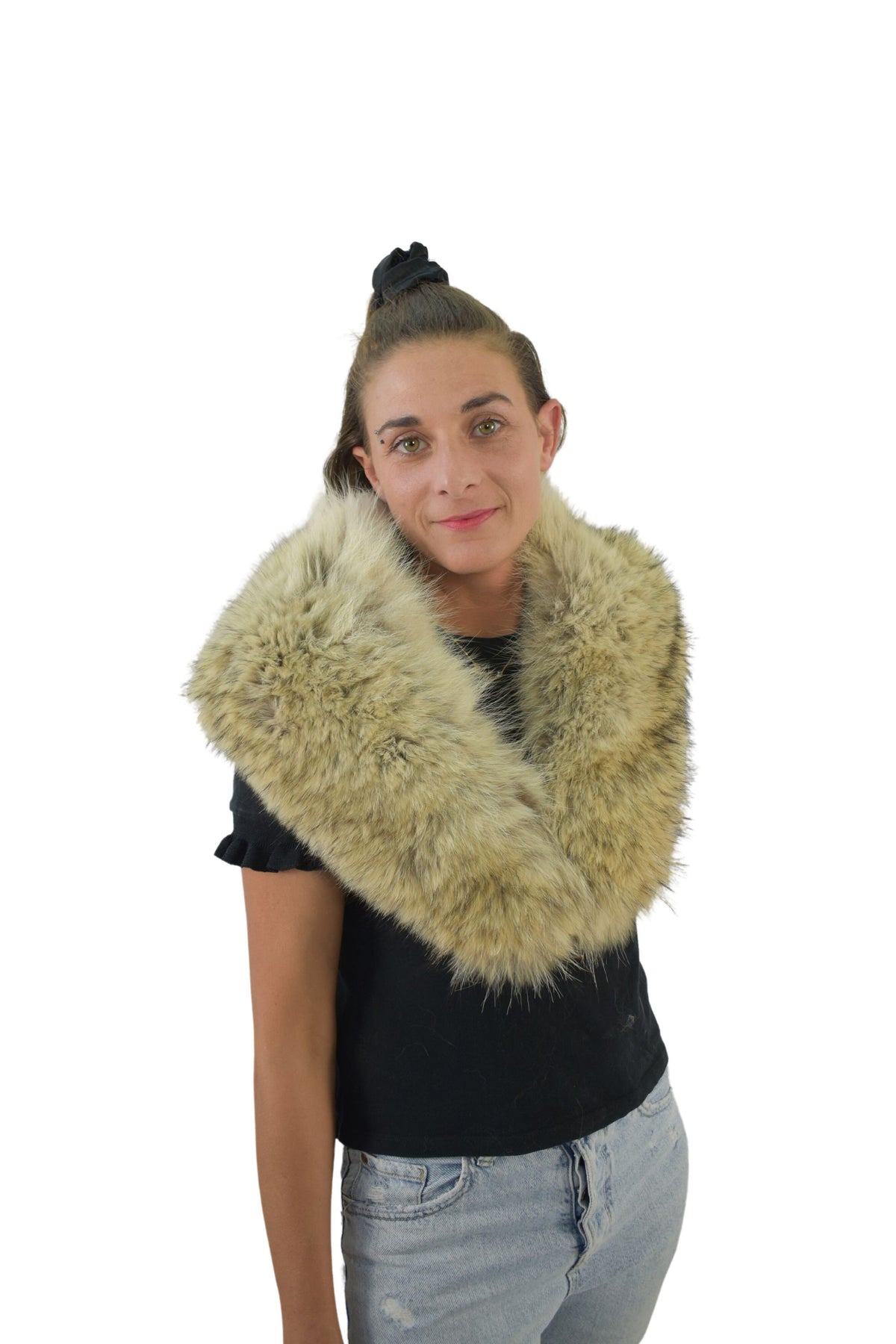 Fox Fur Collar.  Fur Large collar. Detachable Fox Collar.  Neck Wrap. Fur Scarf. Fur Wrap. Handmade Fur Collar