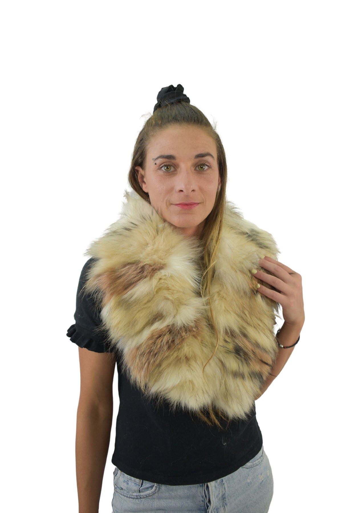 Fox Fur Collar.  Fur Large collar. Detachable Fox Collar.  Fur  Stole. Fur Scarf. Fur Wrap. Handmade Fur Collar