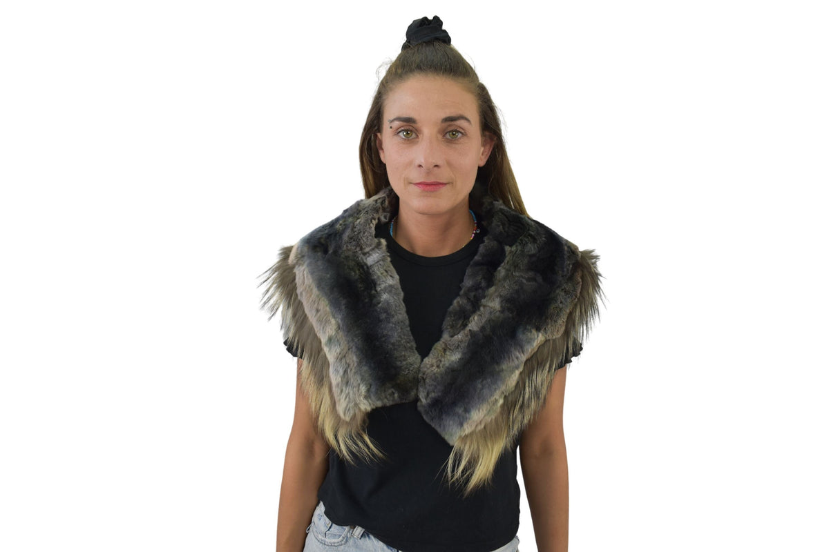 Natural Rex rabbit Fur Collar. Fox And Rex Rabbit Collar .  Fur Stole . Detacheble Fur Collar