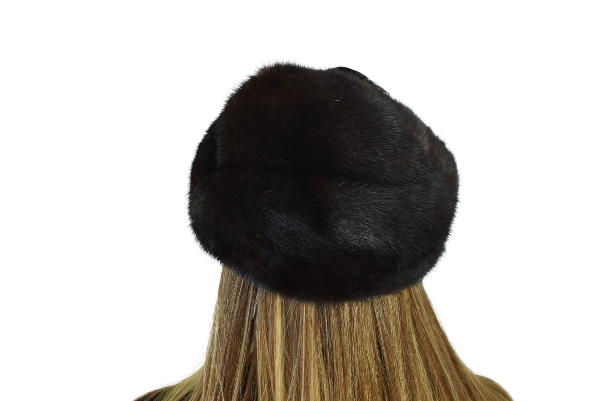 Vintage Brown Mink Fur Hat: Luxury Winter Hat for Women