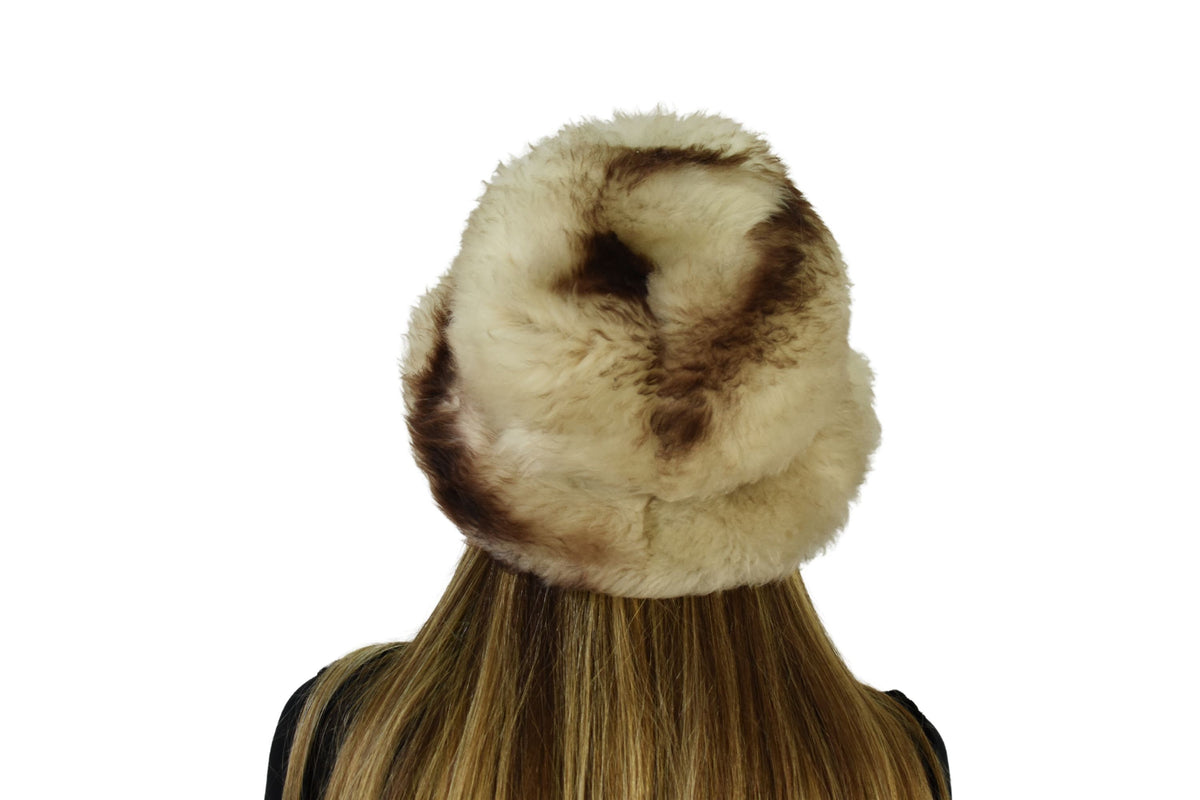 Sheepskin Fur Hat: Cream Vintage Style Winter Hat