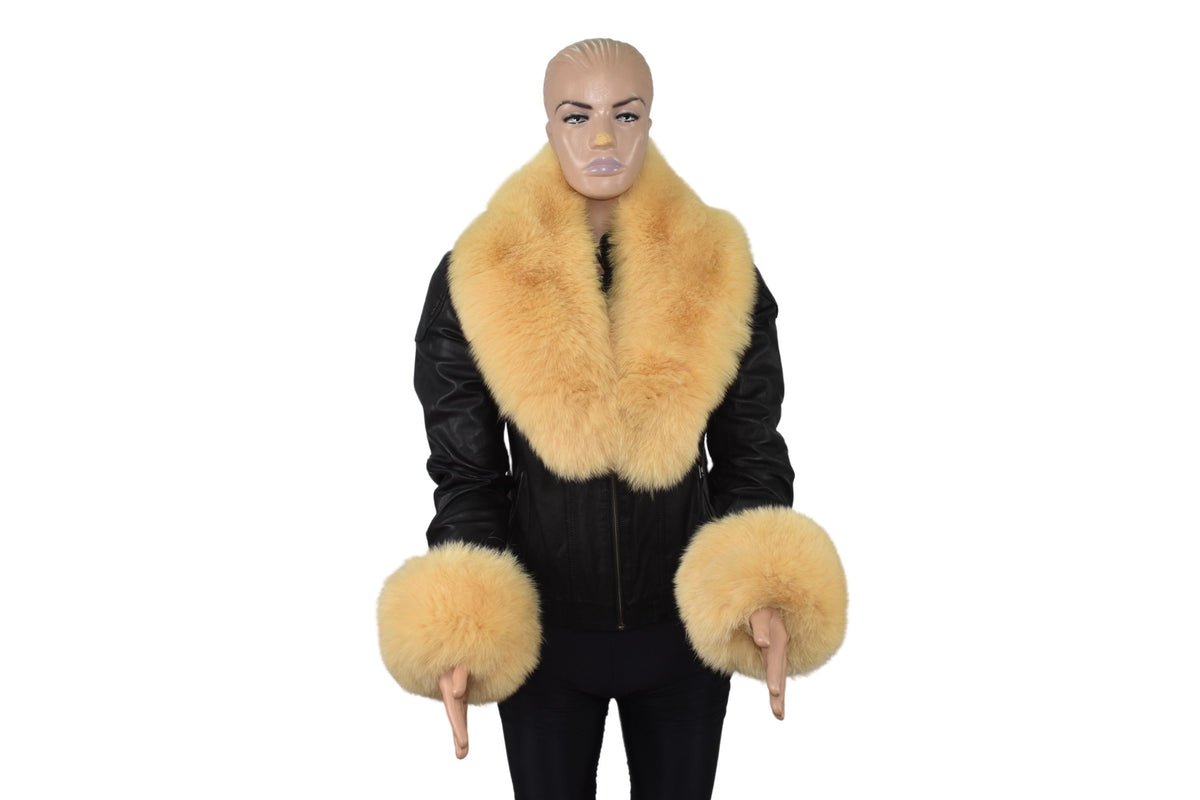 Fur Collar , Fox Fur Collar ,Fox Fur Cuffs , Fur Collar And Cuffs ,Yellow Fur Collar, Detachable Fur Collar