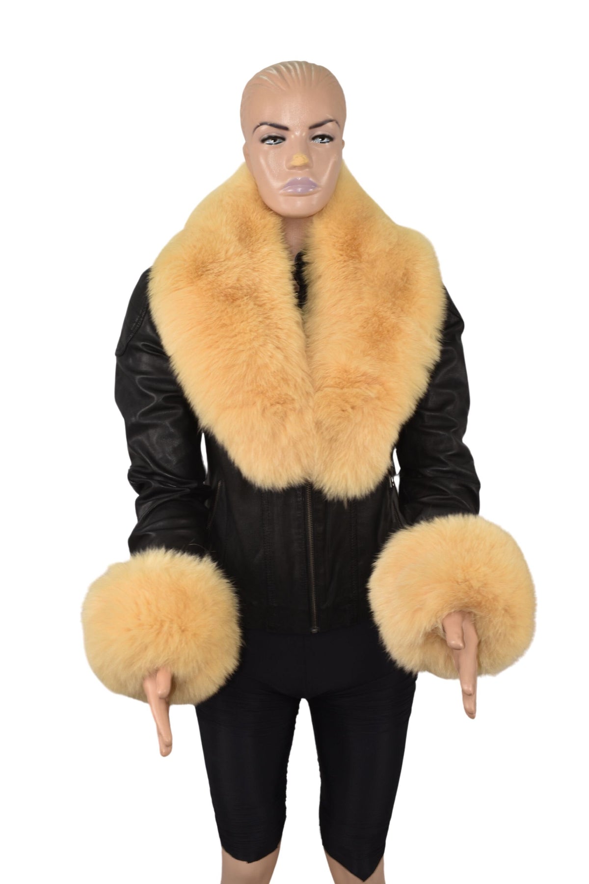 Fur Collar , Fox Fur Collar ,Fox Fur Cuffs , Fur Collar And Cuffs ,Yellow Fur Collar, Detachable Fur Collar