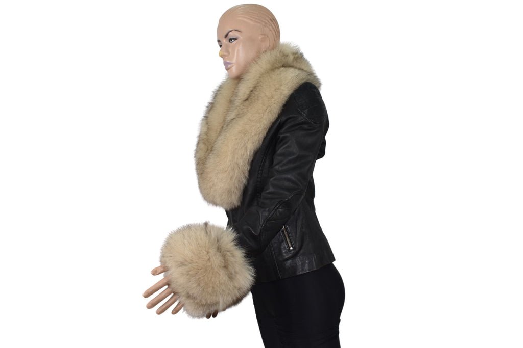 Fox Fur collar  , fox collar and Cuffs set , Coat Collar , Detachable Fur Collar , Fox Fur Cuffs