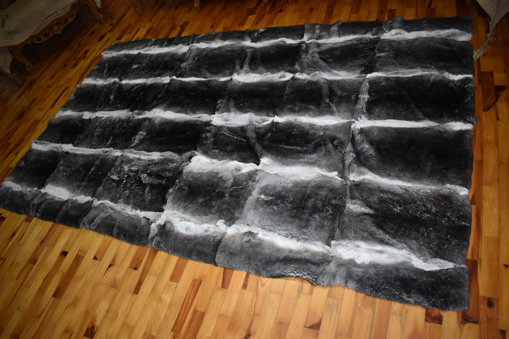 Fur Blanket Rex Rabbit ,Gray Rex Rabbit Throw Blanket | Rex Rabbit  Rug  | Fur Blanket For Baby | Gift For her
