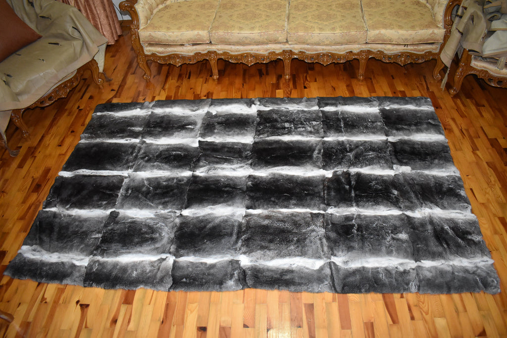 Fur Blanket Rex Rabbit ,Gray Rex Rabbit Throw Blanket | Rex Rabbit  Rug  | Fur Blanket For Baby | Gift For her