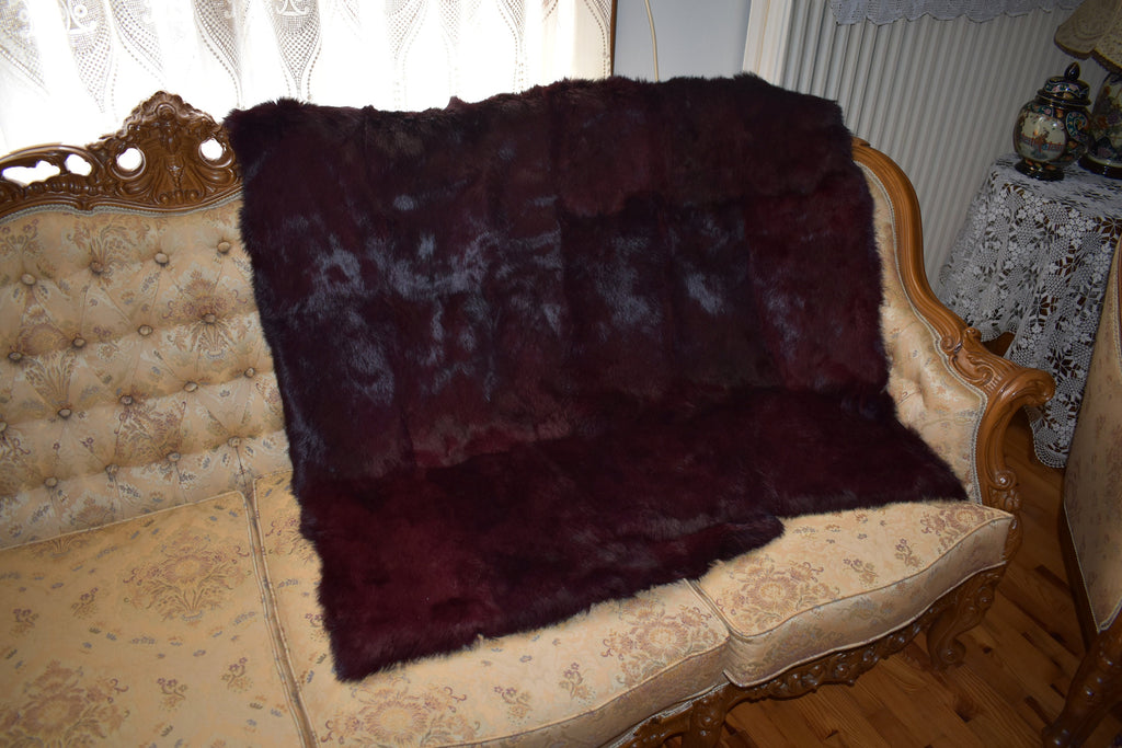 Rabbit plate | fur blanket | fur throw | fur sofa cover Bordeaux Fur Blanket