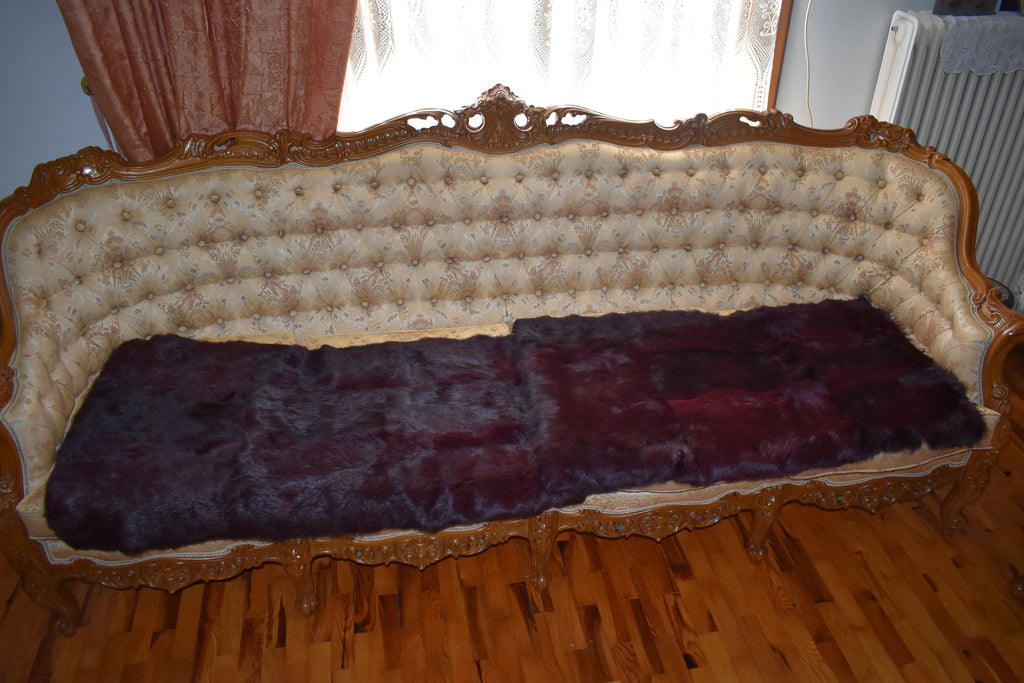 Rabbit plate | fur blanket | fur throw | fur sofa cover Bordeaux Fur Blanket