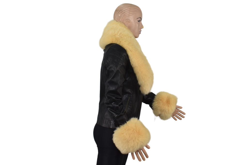 Fur Collar , Fox Fur Collar ,Fox Fur Cuffs , Fur Collar And Cuffs ,Yellow Fur Collar, Detachable Fur Collar