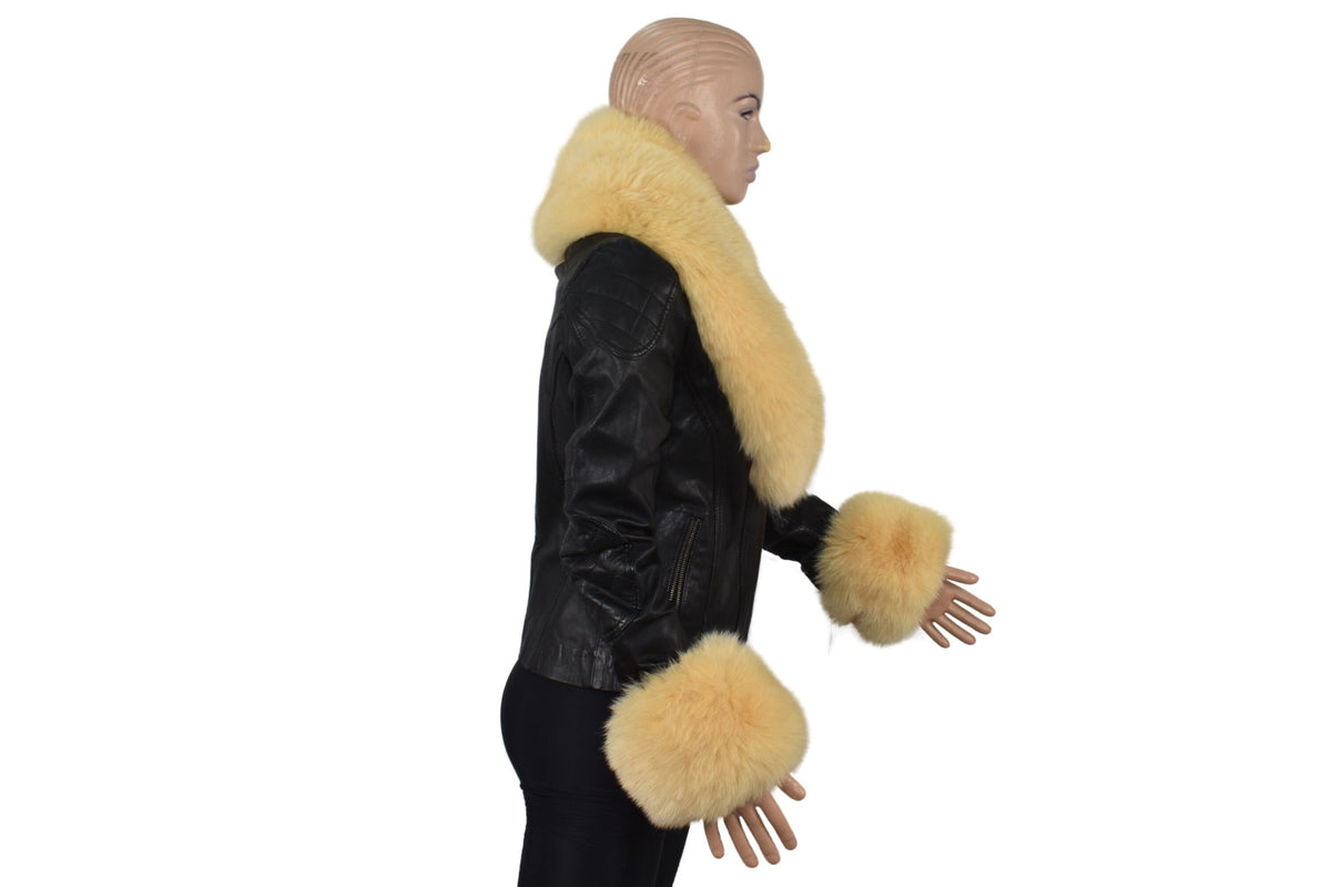Fur Collar , Fox Fur Collar ,Fox Fur Cuffs , Fur Collar And Cuffs ,Yellow Fur Collar, Detachable Fur Collar