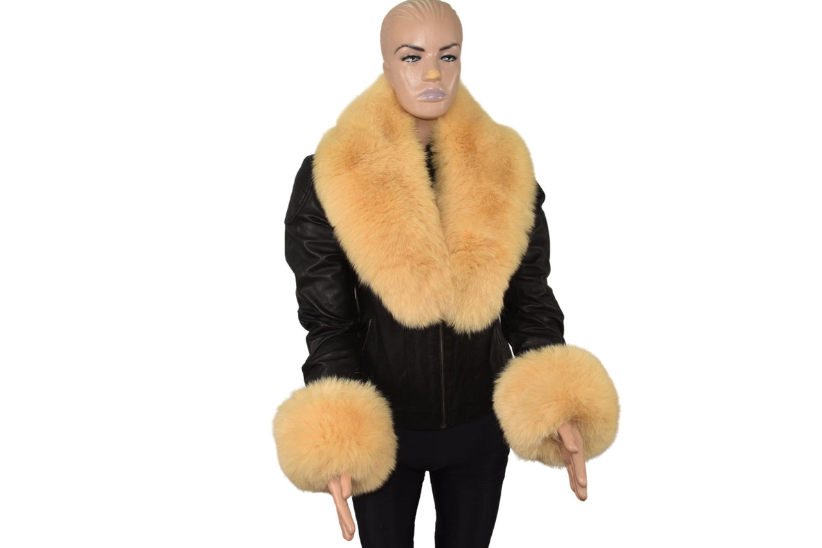 Fur Collar , Fox Fur Collar ,Fox Fur Cuffs , Fur Collar And Cuffs ,Yellow Fur Collar, Detachable Fur Collar