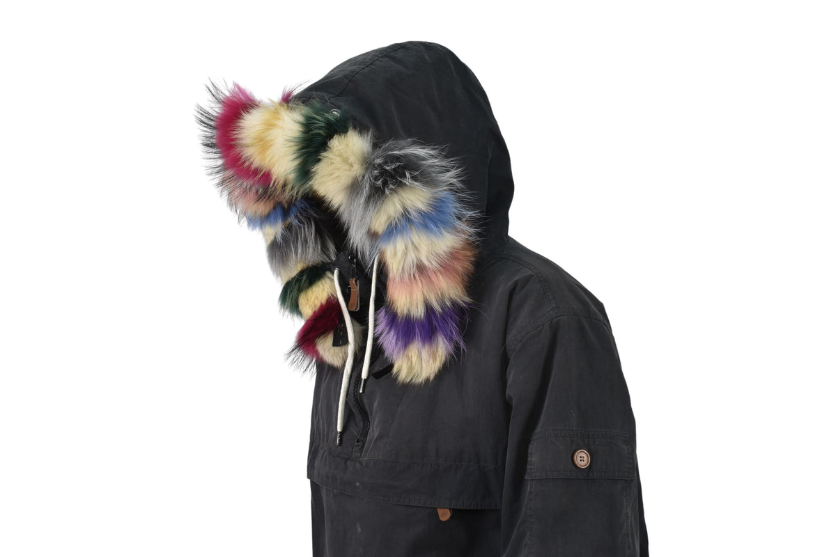Fur For Hood | Fox Fur Stripe For Hood | Detachable Fur trim Hood | Fur Collar | Rainbow Fur Hood Trim