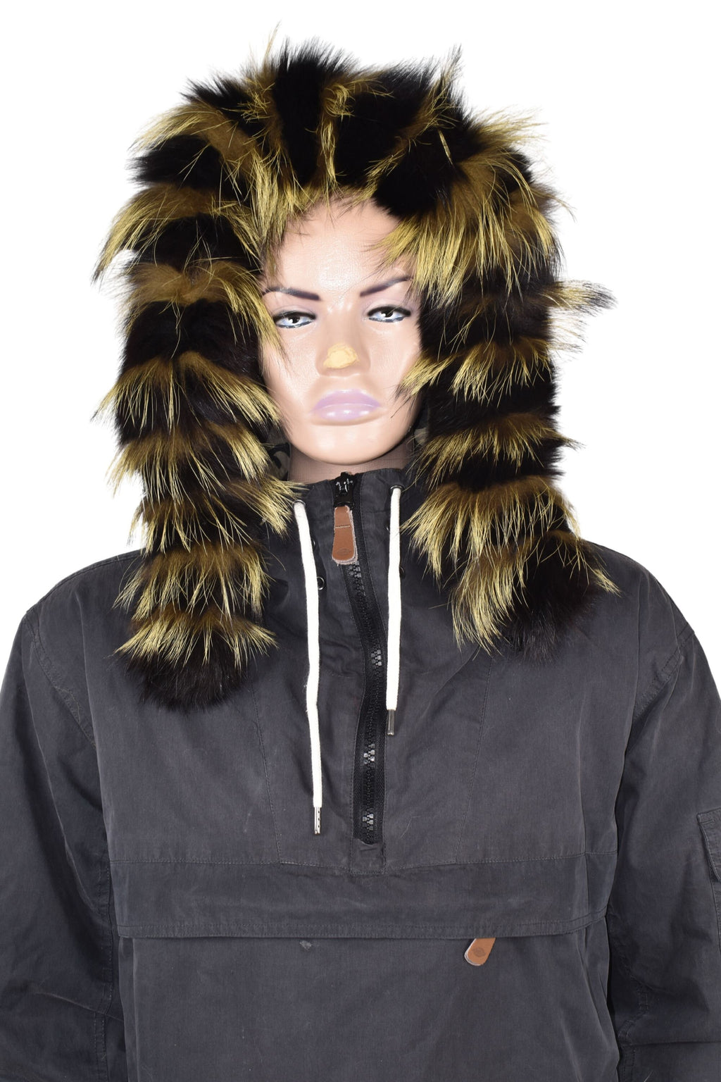 Natural Fox Fur Hood Trim: Detachable Fur Collar