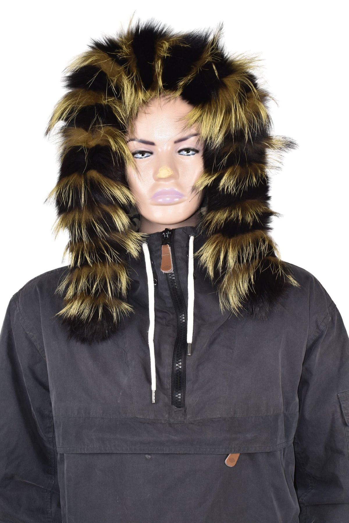 Natural Fox Fur Hood Trim: Detachable Fur Collar