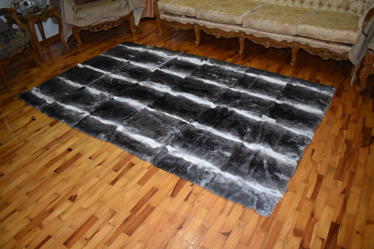 Fur Blanket Rex Rabbit ,Gray Rex Rabbit Throw Blanket | Rex Rabbit  Rug  | Fur Blanket For Baby | Gift For her