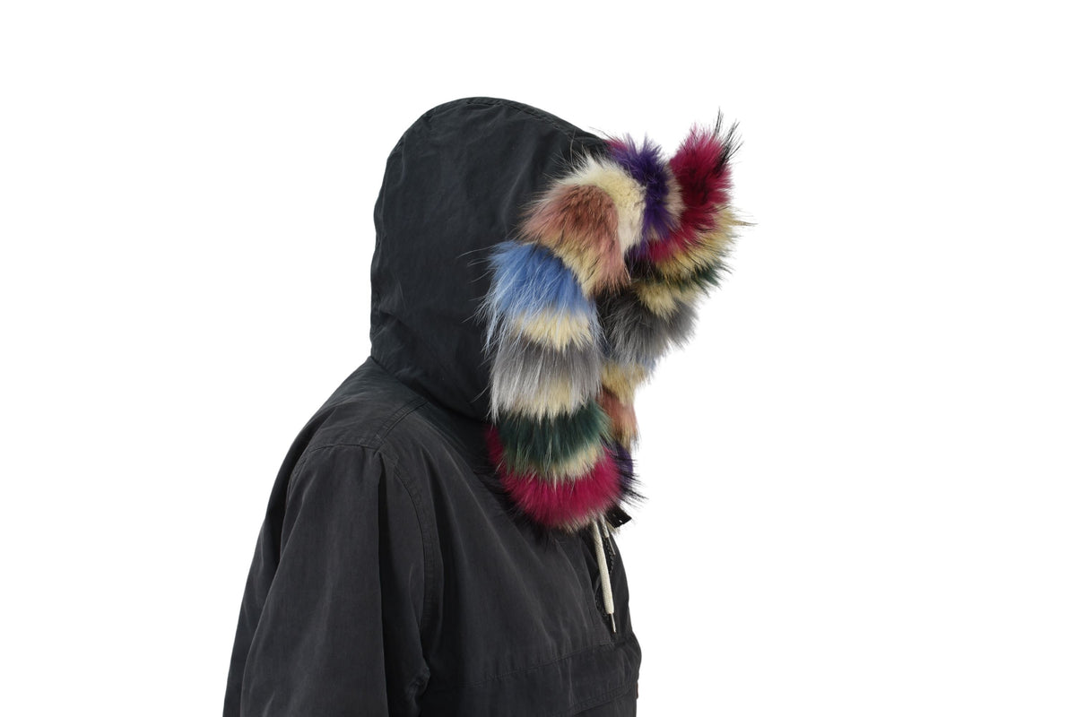 Fur For Hood | Fox Fur Stripe For Hood | Detachable Fur trim Hood | Fur Collar | Rainbow Fur Hood Trim