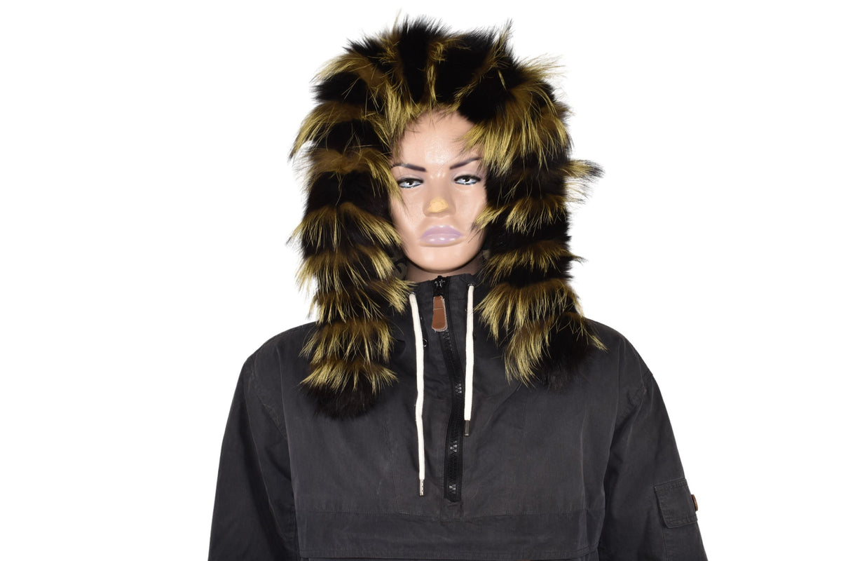 Natural Fox Fur Hood Trim: Detachable Fur Collar