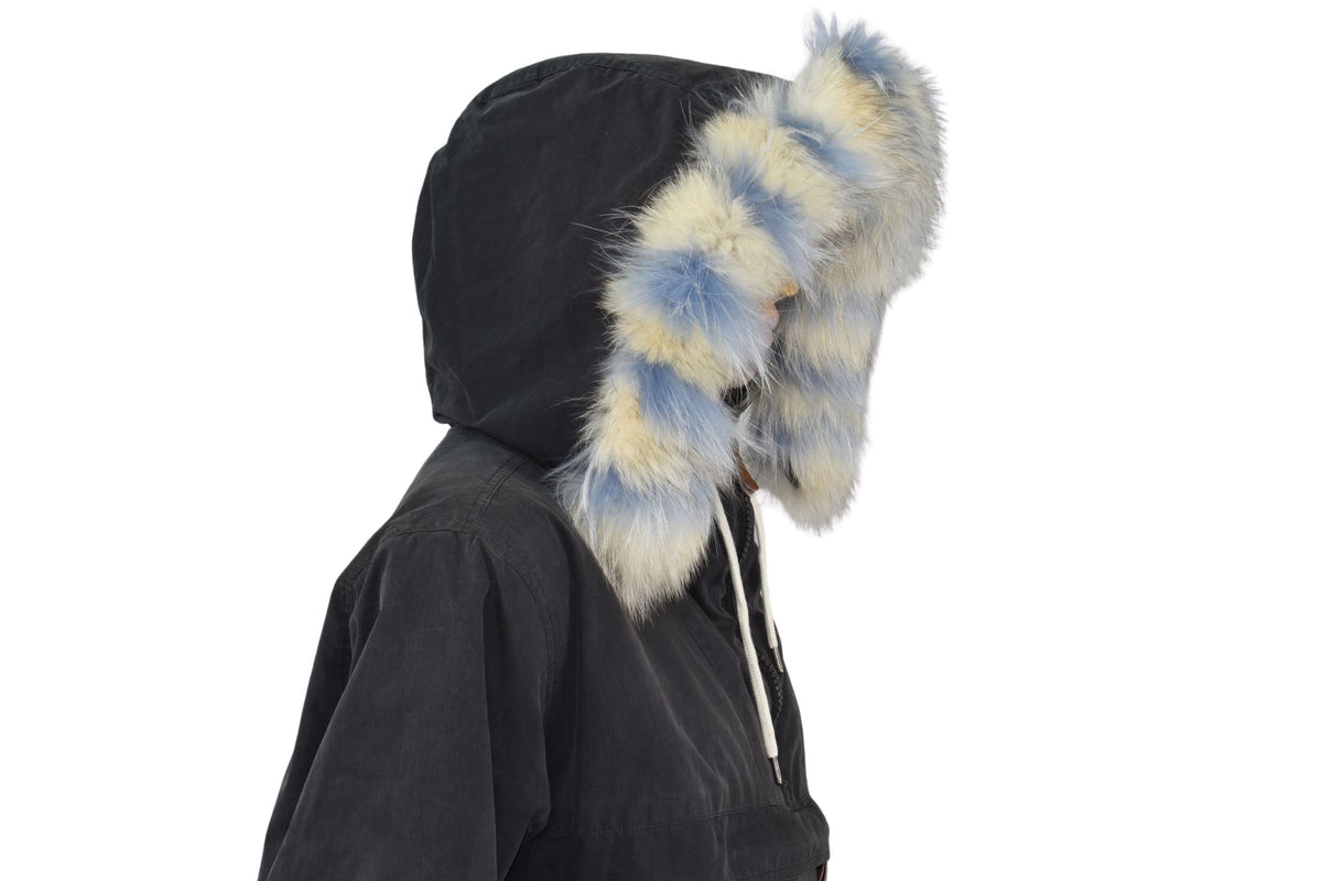 Natural Fox Fur Hood Trim: Detachable Fur Collar