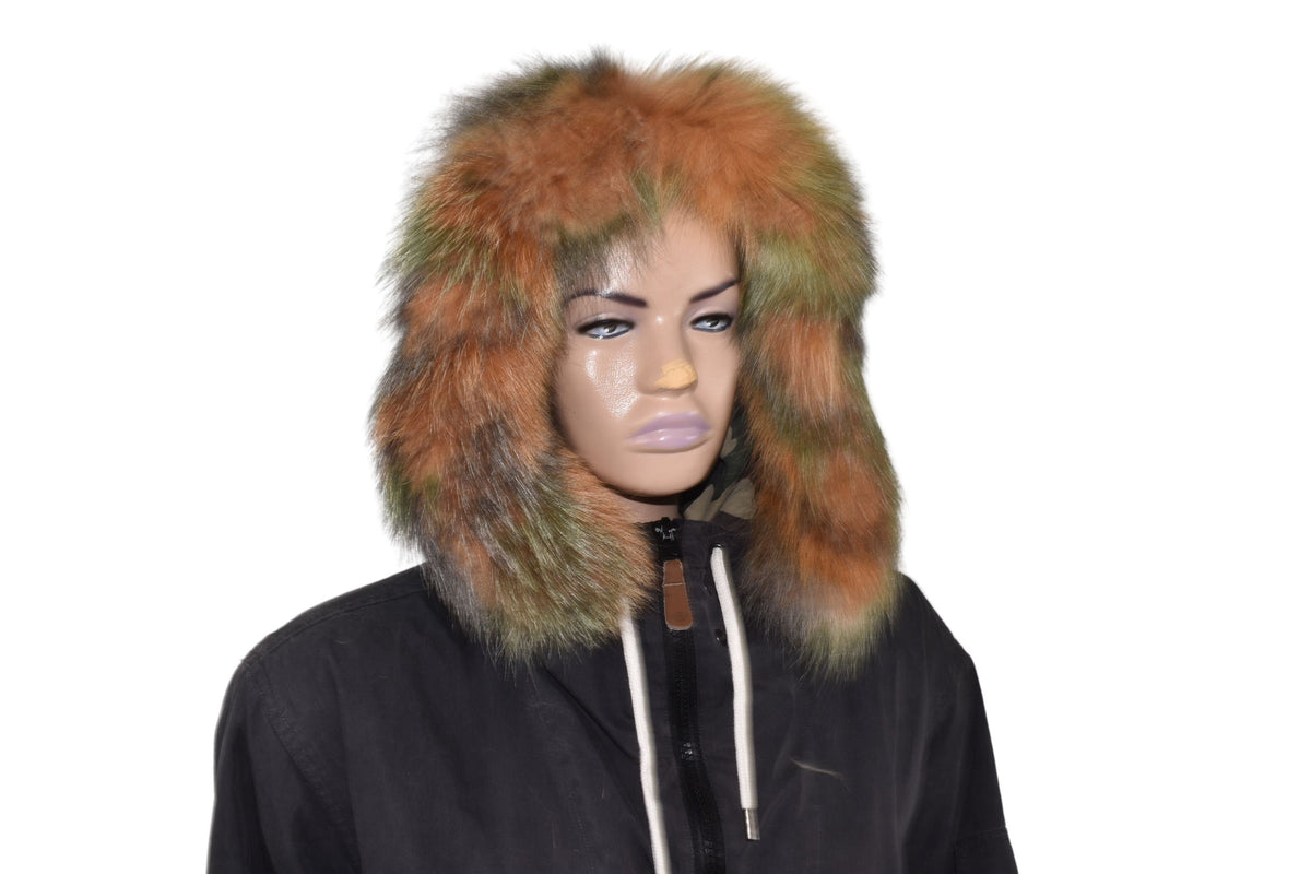 Fox Fur Hood Trim: Detachable Fur Collar Replacement with Buttons