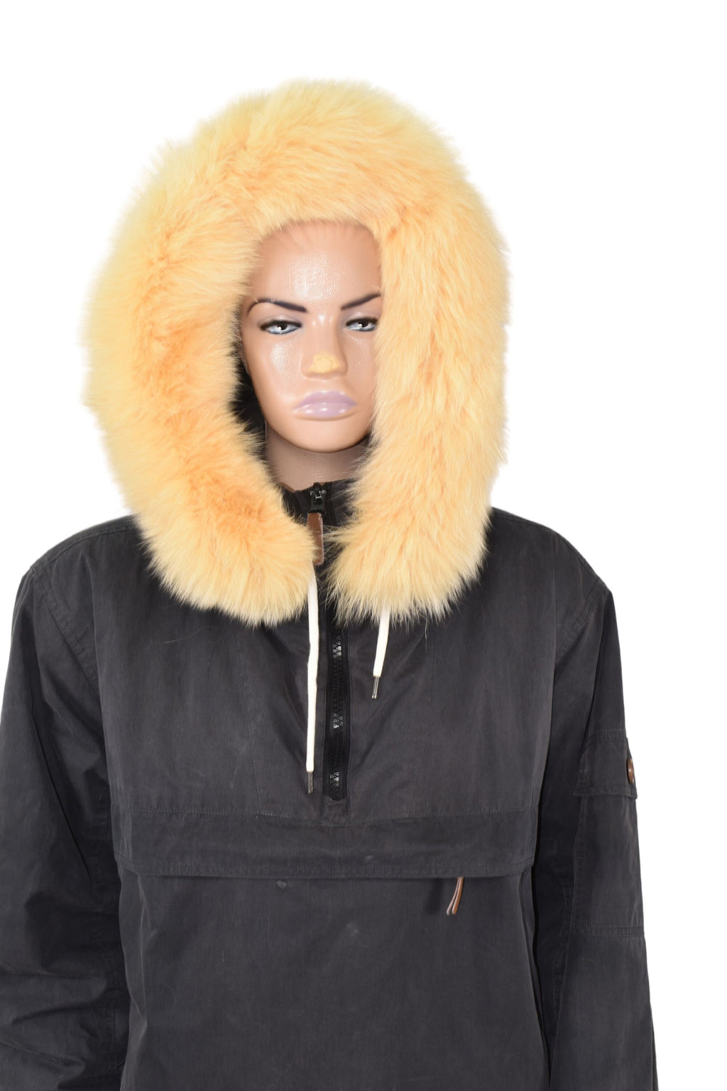 Yellow Fox Fur Hood Trim: Handmade Fur Collar Replacement